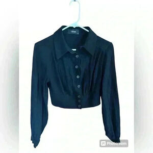 Cider Western Outfits Linen-Blend Crop blouse